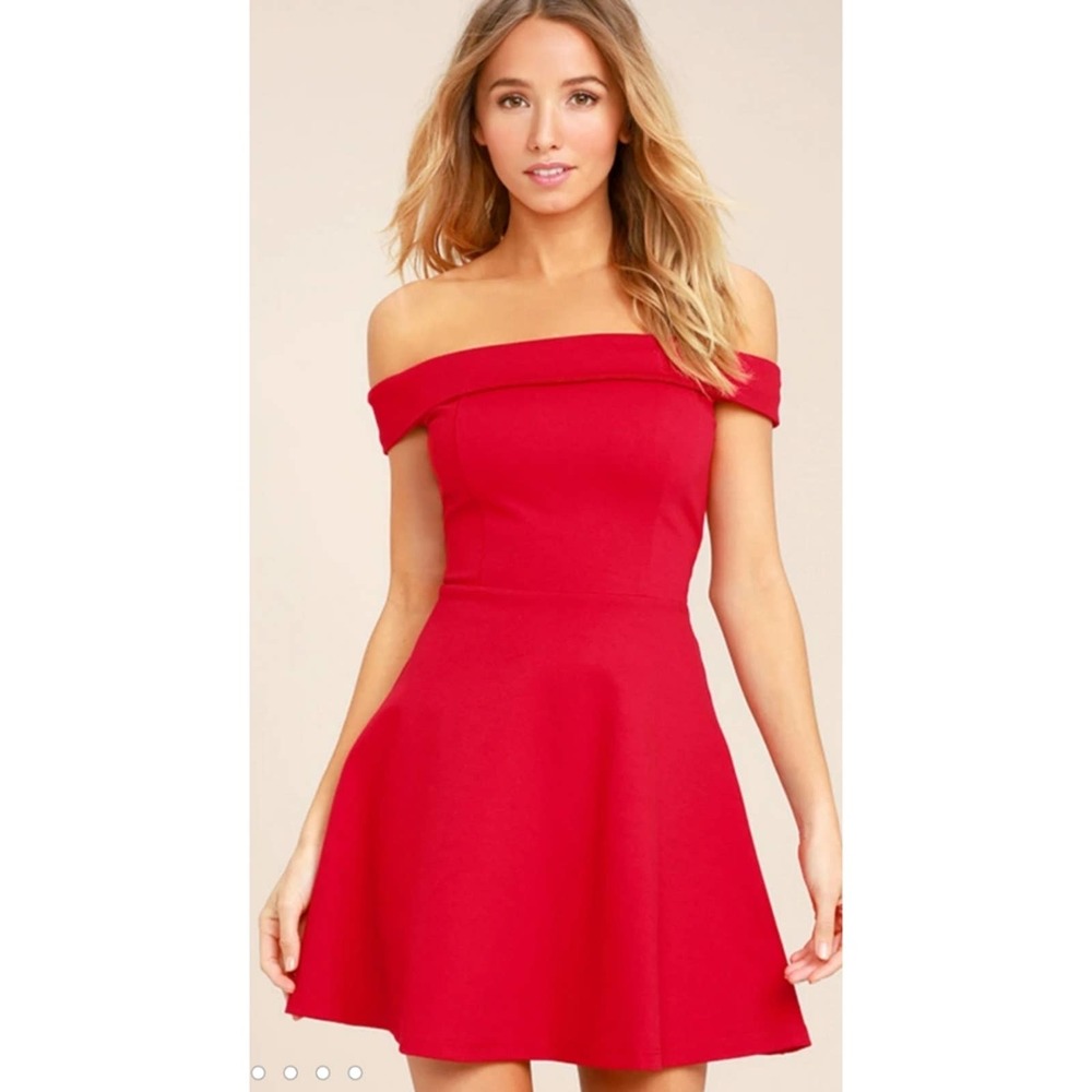 Lulus red off the shoulder skater dress